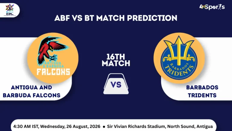 Antigua and Barbuda Falcons vs Barbados Tridents Match Prediction CPL 2026 Match 16th