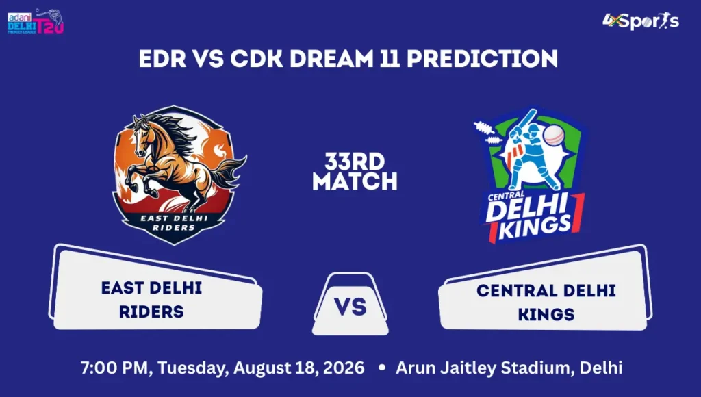 EDR vs CDK Dream 11 Prediction Today Match 33rd DPL 2026