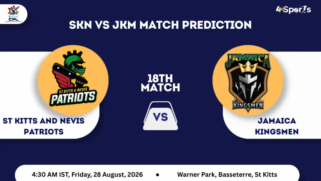 SKN vs JKM Match Prediction CPL 2026 Match 18th