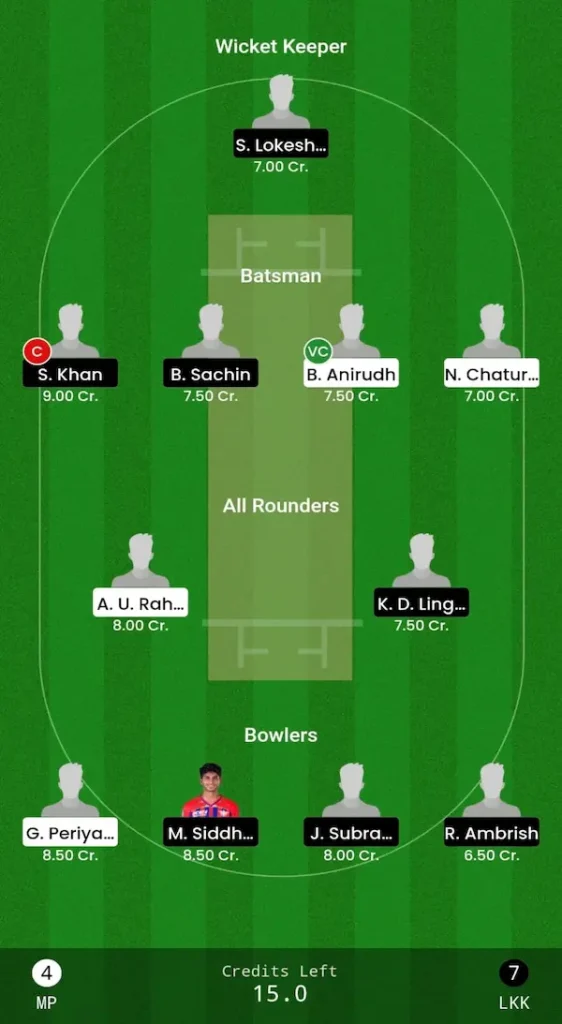 SMP vs LKK Dream11 Prediction Head-to-Head Team