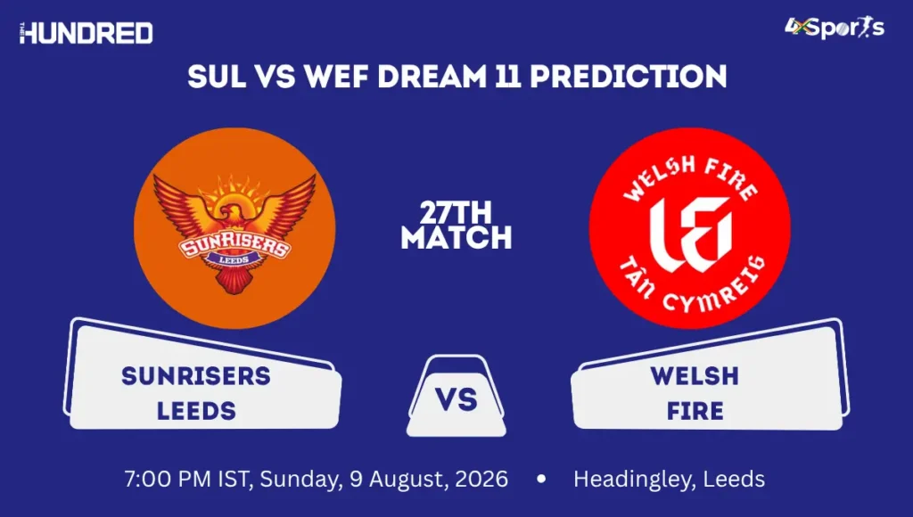 SUL vs WEF Dream 11 Prediction 27th Match 2026