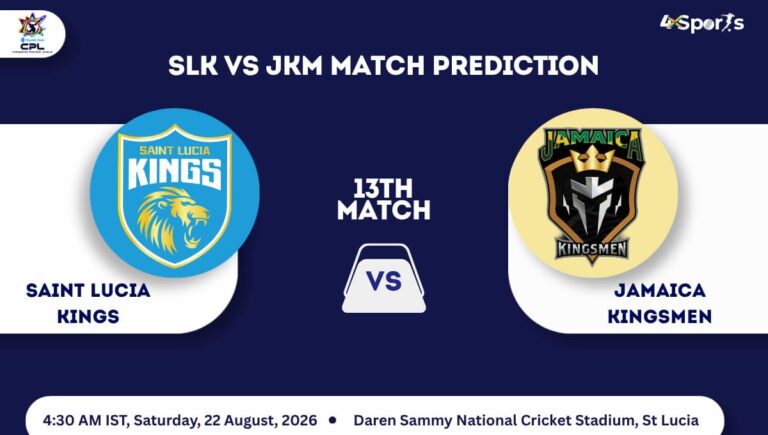 St Lucia Kings vs Jamaica Kingsmen Match Prediction CPL 2026 Match 13th