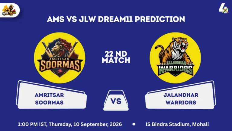 AMS vs JLW Dream11 Prediction Today Match 22nd Sher E Punjab T20 2026