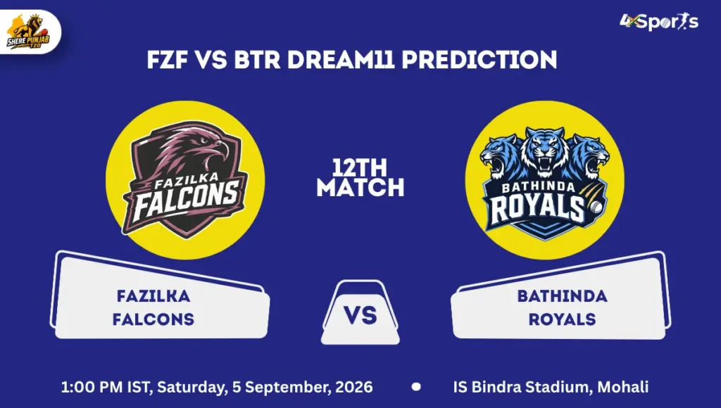 FZF vs BTR Dream11 Prediction Today Match 12th Sher E Punjab T20 2026