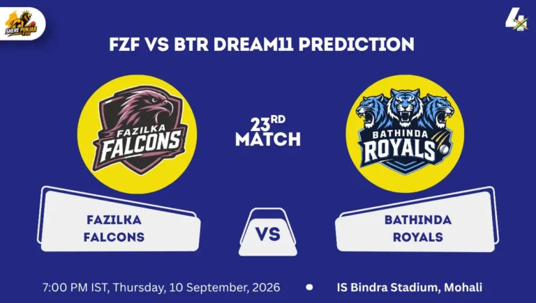 FZF vs BTR Dream11 Prediction Today Match 23rd Sher E Punjab T20 2026