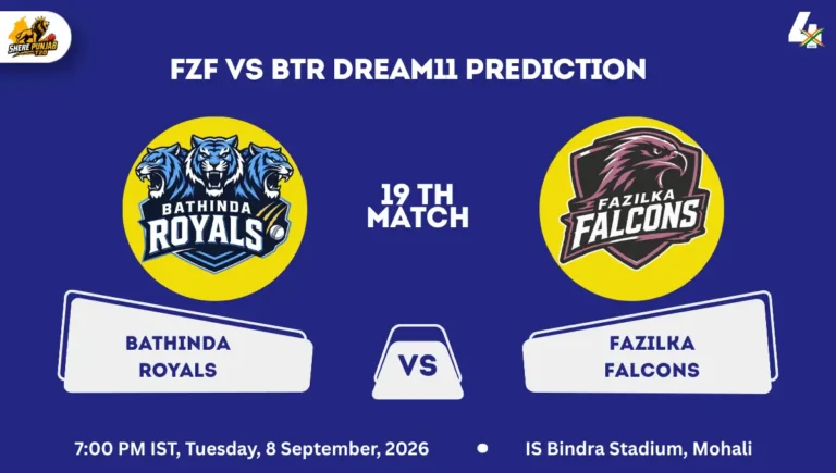 Fazilka Falcons vs Bathinda Royals, Match 19th Venue Punjab Cricket Association IS Bindra Stadium, Mohali