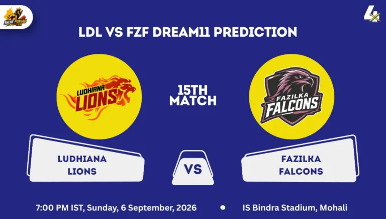 LDL vs FZF Dream11 Prediction Today Match 15th Sher E Punjab T20 2026