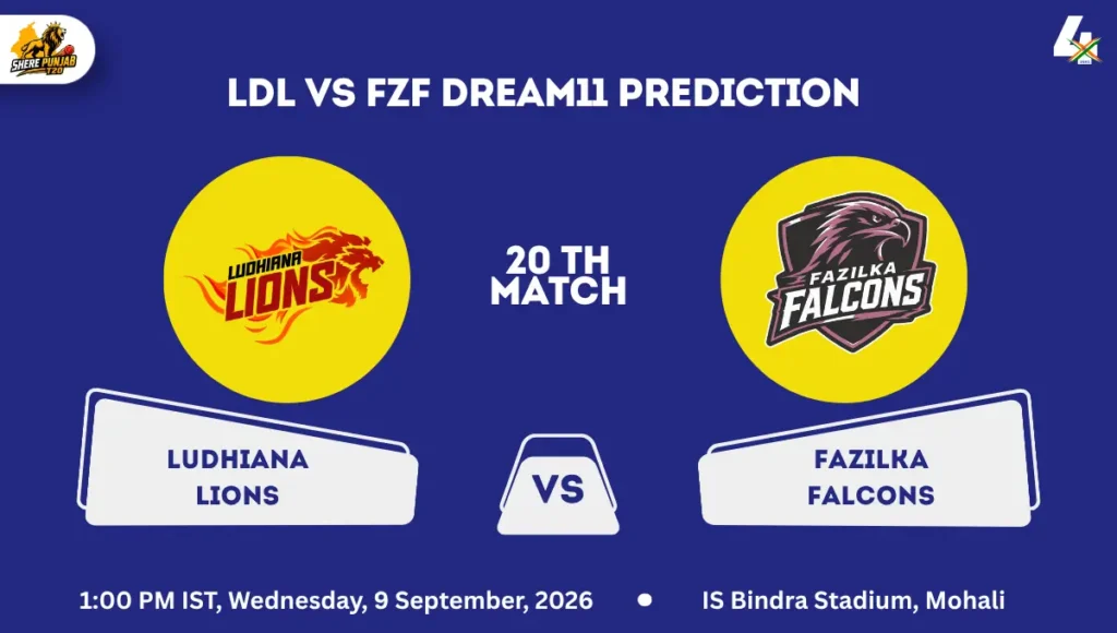 LDL vs FZF Dream11 Prediction Today Match 20th Sher E Punjab T20 2026