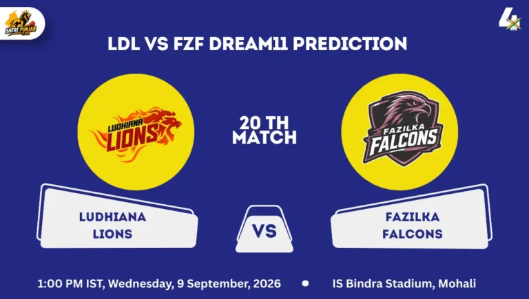 LDL vs FZF Dream11 Prediction Today Match 20th Sher E Punjab T20 2026