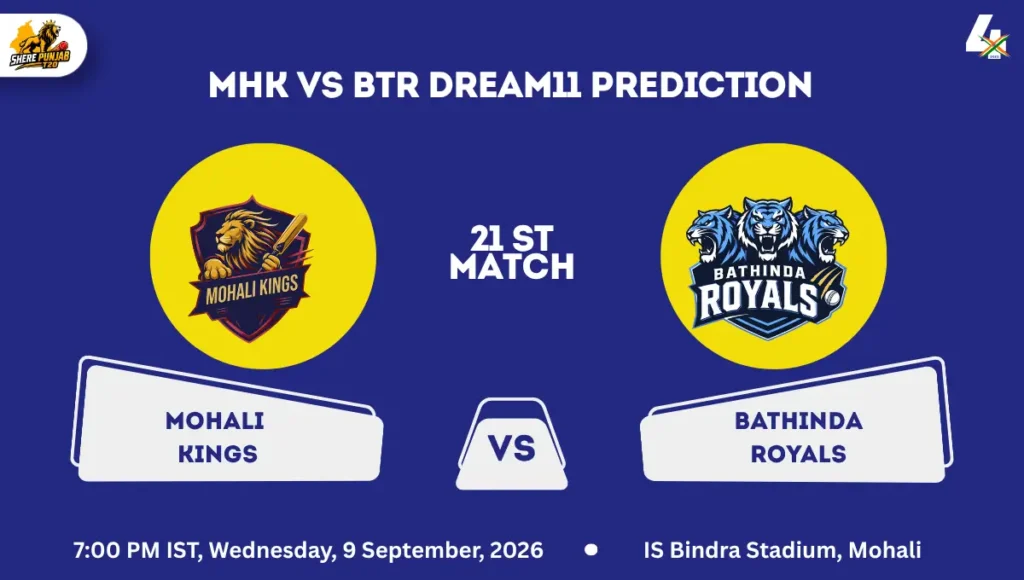 MHK vs BTR Dream11 Prediction Today Match 21st Sher E Punjab T20 2026