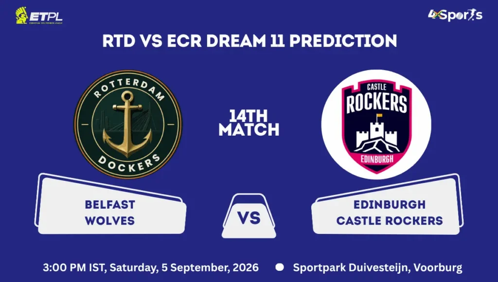 RTD vs ECR Dream11 Prediction Today Match 14th: Playing XI, Pitch Report, Fantasy Cricket Tips, Dream11 Team Captain and Vice-Captain Choices – ETPL 2026 RTD vs ECR Dream11 Prediction Today Match 14th ETPL 2026