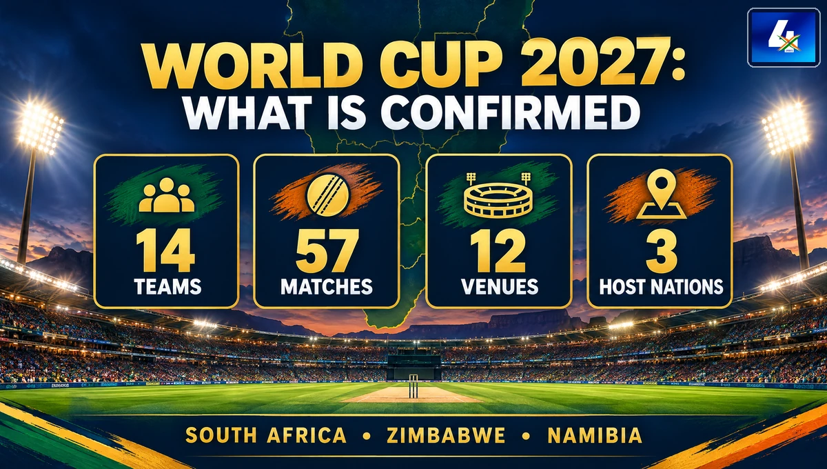 Confirmed ICC Men’s Cricket World Cup 2027 figures: 14 teams, 57 matches, 12 venues and three host nations