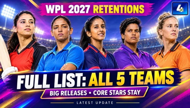 Editorial illustration of leading players representing all five teams in the WPL 2027 retention list