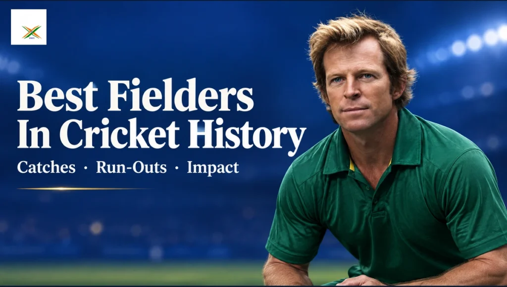 Best Fielders In Cricket History: Top 10 Greatest Fielders AI-assisted editorial illustration of Jonty Rhodes for the best fielder in cricket comparison.