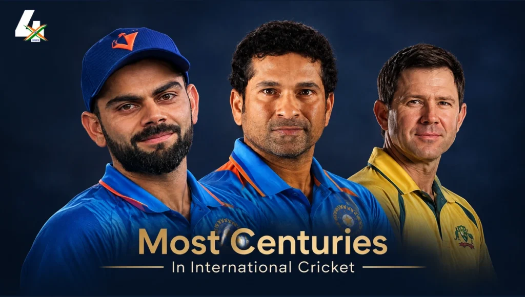 4xSports AI-assisted editorial cover: Most Centuries In International Cricket History: Complete All-Time List