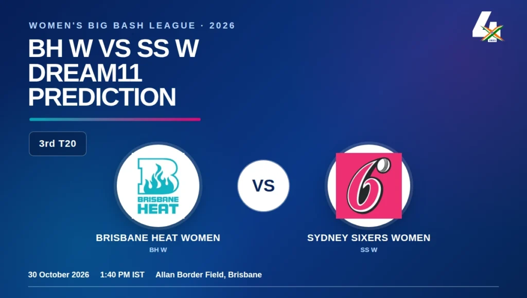 BH W vs SS W 3rd T20 Dream11 Prediction at Allan Border Field on 30 October 2026