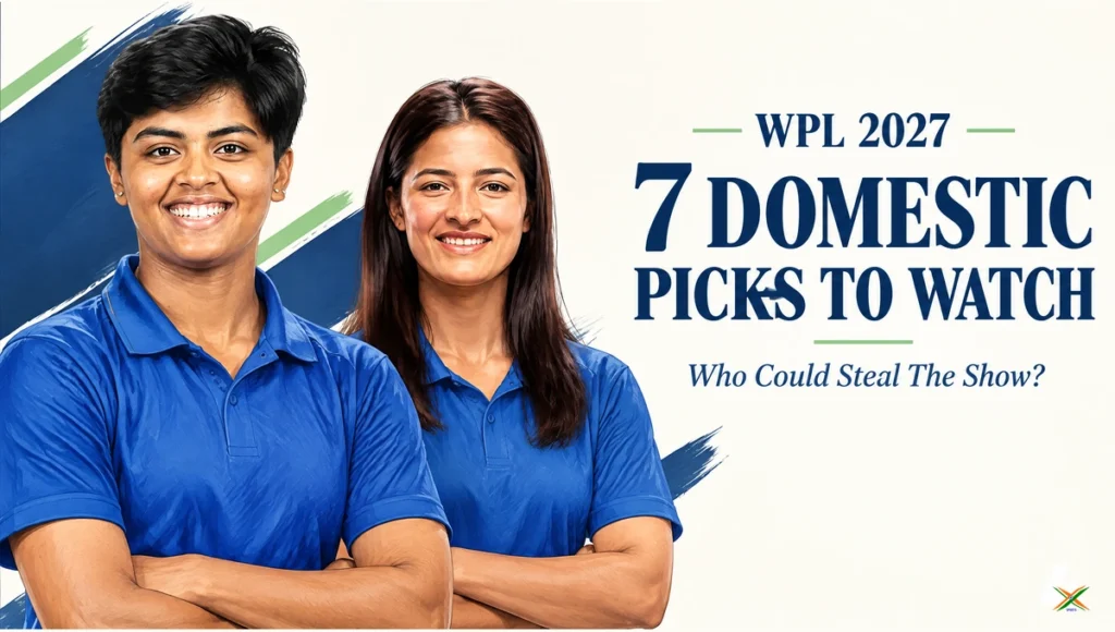 Illustrated portraits of Sanika Chalke and Sushma Verma for WPL 2027 domestic picks