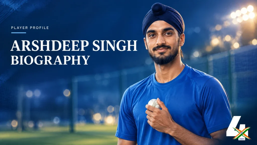 Arshdeep Singh Biography: Age, Career and Achievements 4xSports original editorial illustration of Arshdeep Singh for his biography; not a documentary photograph.