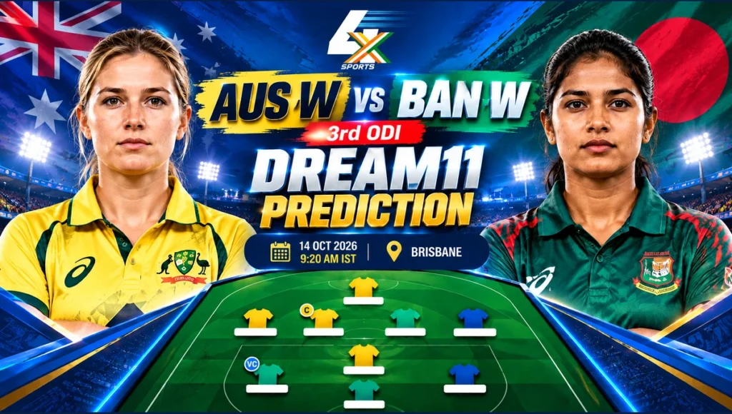 AUS W vs BAN W Dream11 Prediction 3rd ODI cover for 14 October 2026 at Allan Border Field, Brisbane
