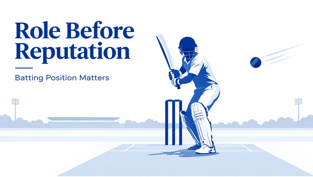 Dream11 team batting-role illustration with the message Role Before Reputation