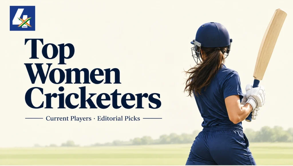Best women cricketers in the world: an anonymous woman batter shown from behind in an AI-assisted editorial illustration, not a named player photograph.