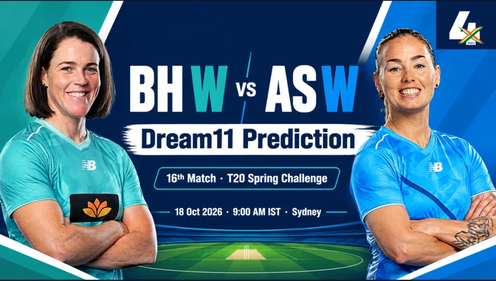 BH W vs AS W Dream11 Prediction — 16th, Blacktown, 2026-10-18. AI-assisted editorial portraits of Grace Harris and Amanda-Jade Wellington; not a match photograph.