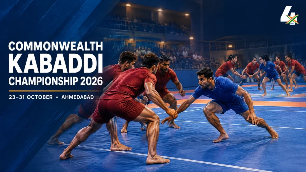 Commonwealth Kabaddi Championship 2026 with representative athletes, shown as an editorial illustration