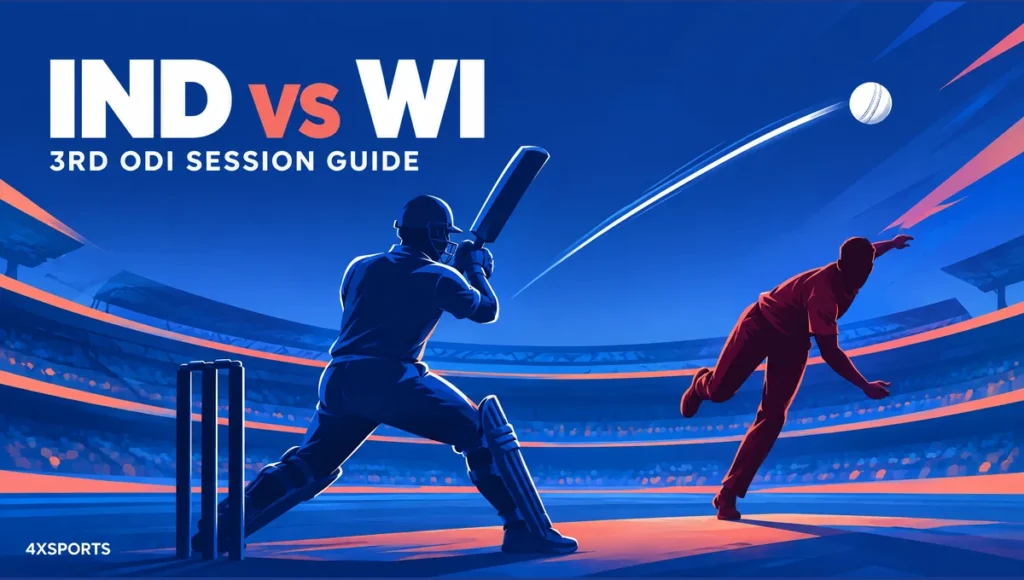 India Vs West Indies 3rd ODI Session Guide: Yes/No Scenarios At New Chandigarh India vs West Indies 3rd ODI session guide original 4xSports editorial illustration