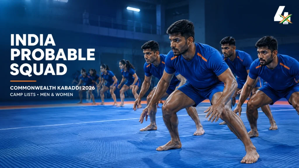 India men’s and women’s probable camp lists for Commonwealth Kabaddi 2026, editorial illustration