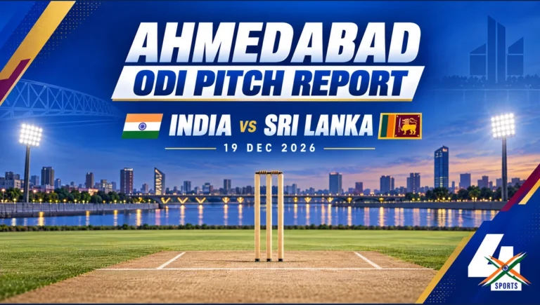 India vs Sri Lanka 2026 ahmedabad odi pitch report editorial illustration