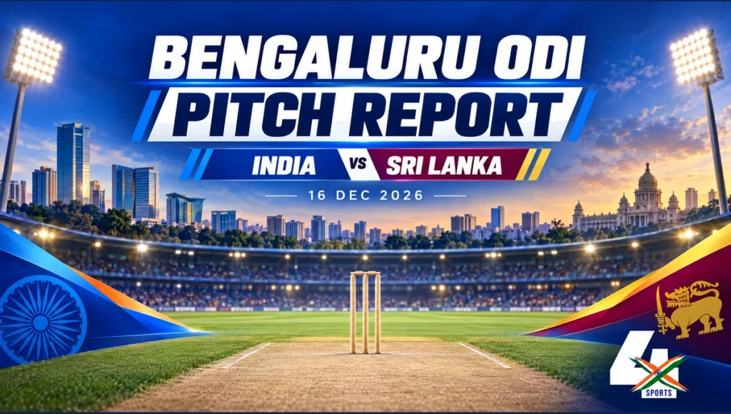 India vs Sri Lanka 2026 bengaluru odi pitch report editorial illustration