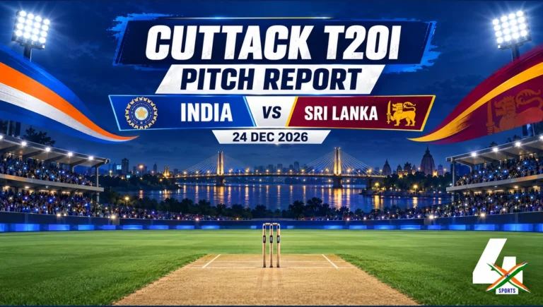 India vs Sri Lanka 2026 cuttack t20i pitch report editorial illustration