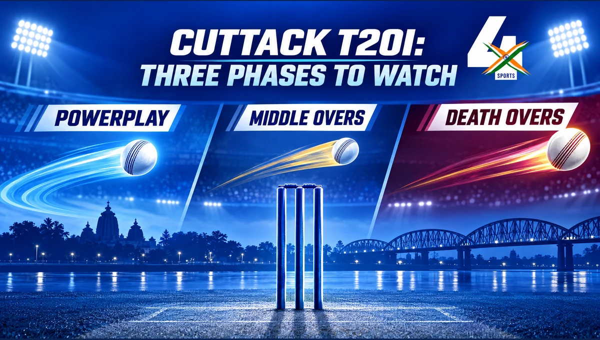 Cuttack T20I match phases to monitor, 4xSports editorial illustration