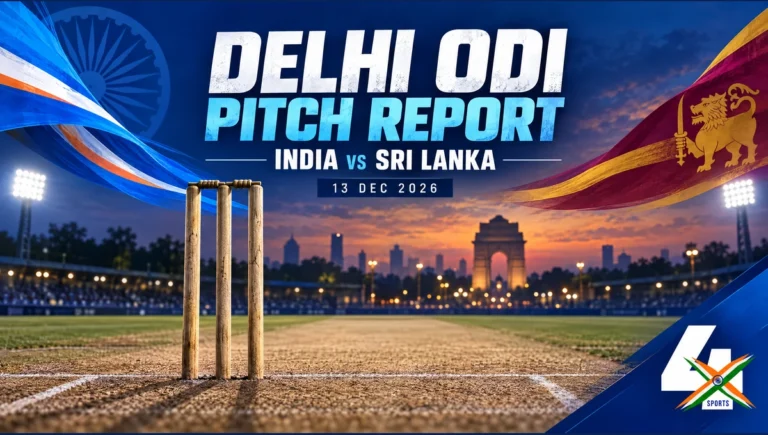 India vs Sri Lanka 2026 Delhi ODI pitch report editorial illustration