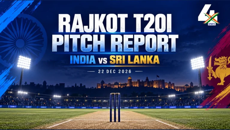 India vs Sri Lanka 2026 rajkot t20i pitch report editorial illustration