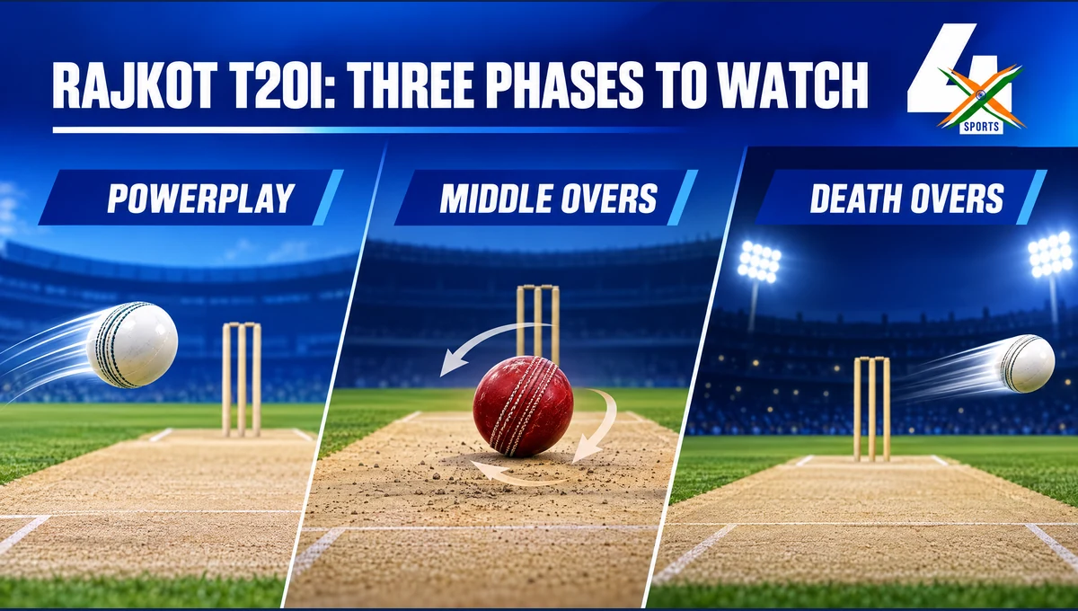 Rajkot T20I match phases to monitor, 4xSports editorial illustration