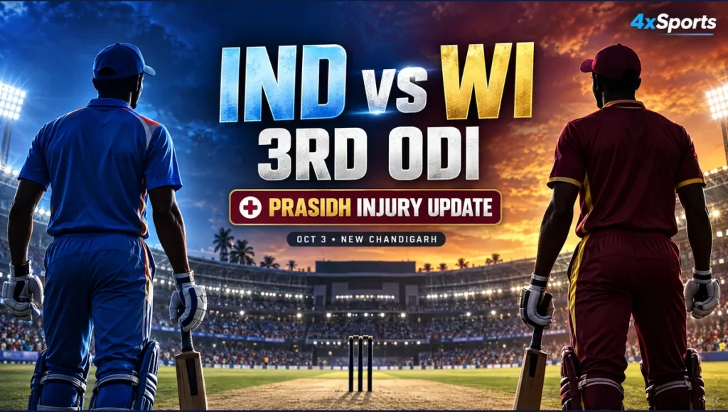 Editorial illustration: India vs West Indies third ODI Prasidh Krishna injury update