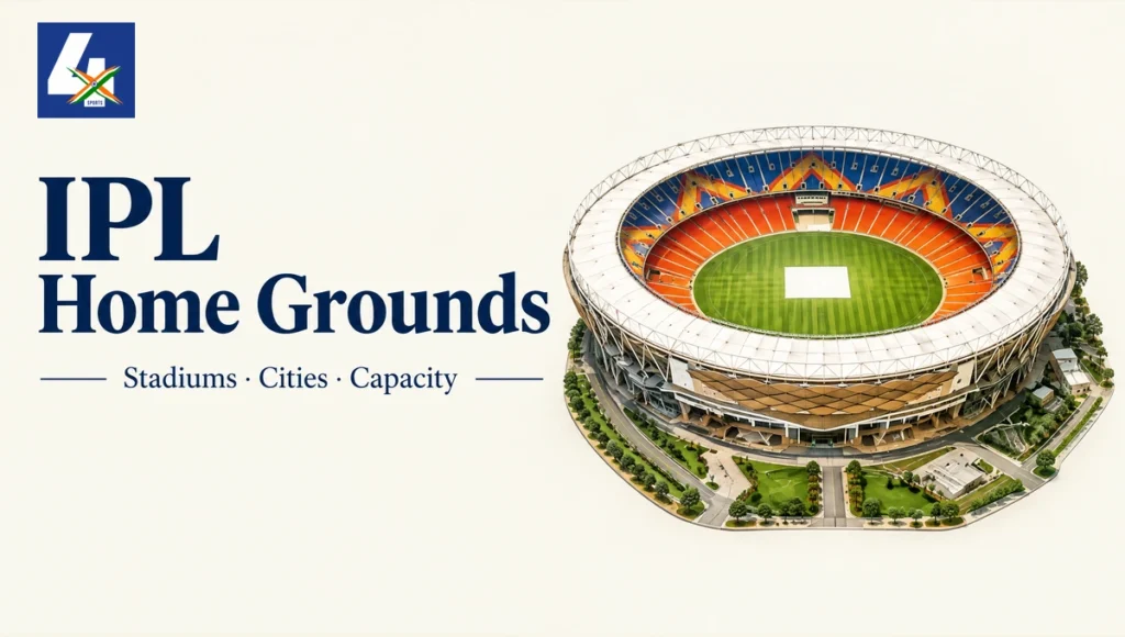 IPL Home Grounds: An illustrative Indian cricket stadium architecture study — AI-assisted editorial illustration.