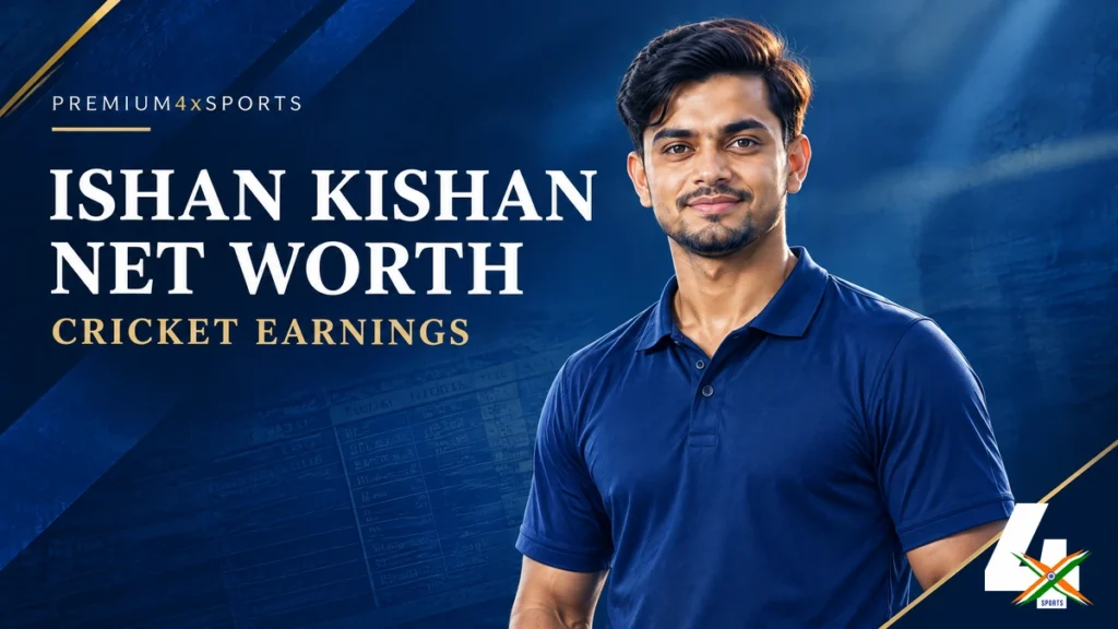 4xSports original editorial illustration of Ishan Kishan for his net-worth and cricket earnings article; not a documentary photograph.