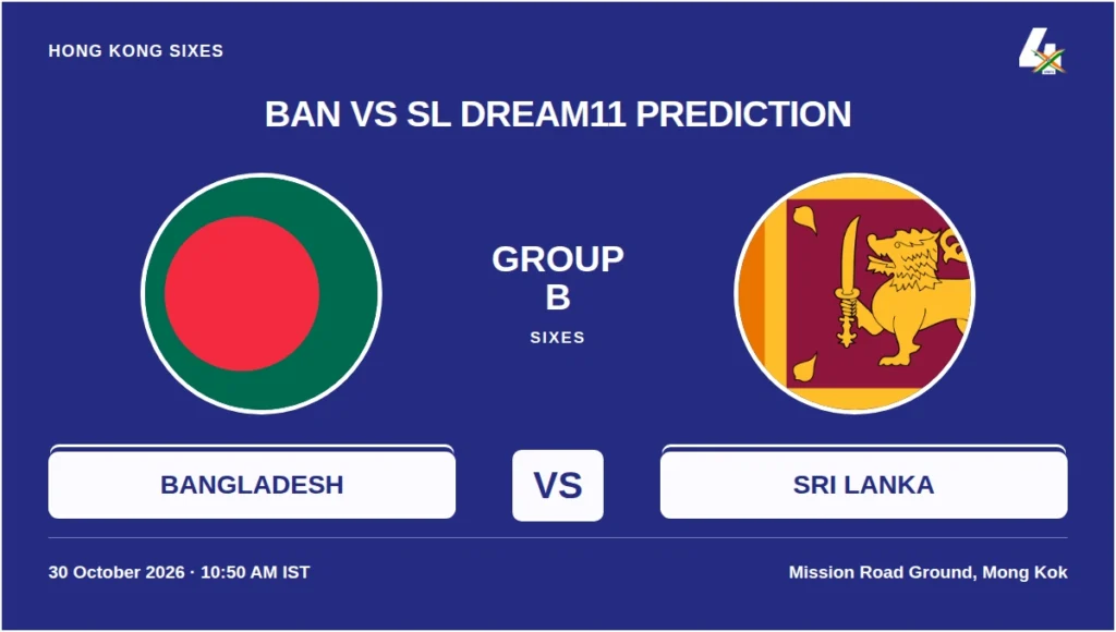 BAN vs SL Hong Kong Sixes 2026 Group B Dream11 Prediction preview