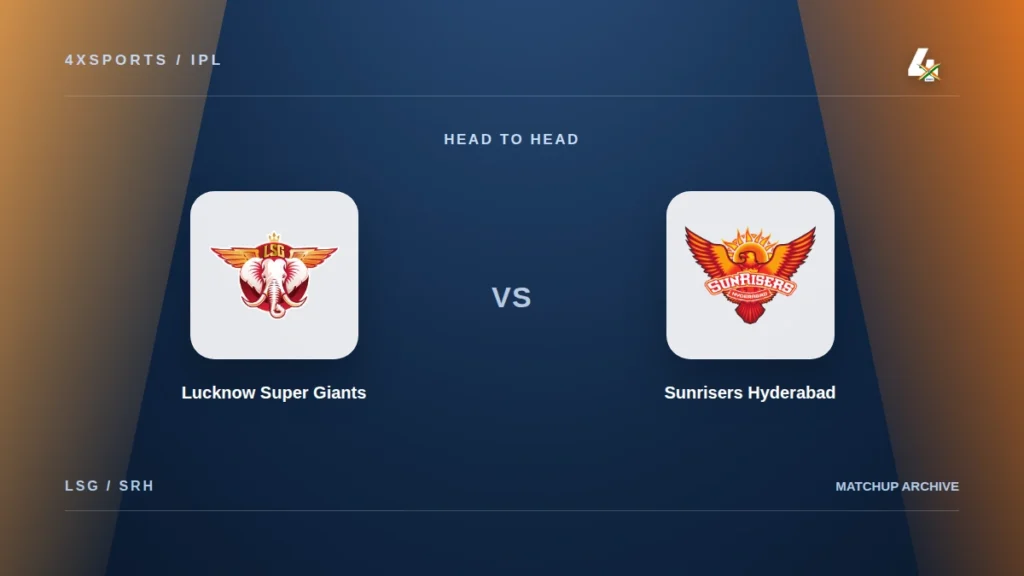 Lucknow Super Giants versus Sunrisers Hyderabad IPL head-to-head editorial cover with supplied team crests