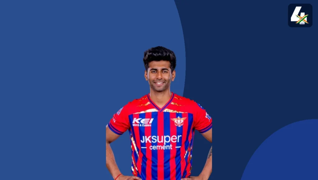 Real archive photograph of Mayank Yadav on 4xSports Ekana Stadium T20I and IPL stats cover