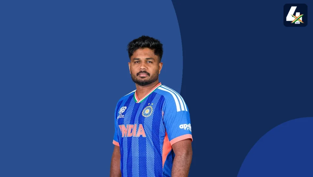 Real archive photograph of Sanju Samson on 4xSports Ekana Stadium T20I and IPL stats cover