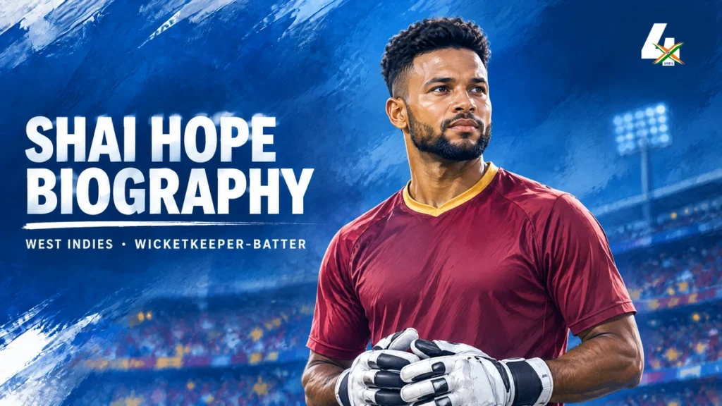 AI-generated editorial illustration of Shai Hope for a biography guide.