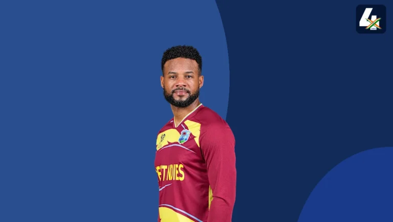 Real archive photograph of Shai Hope on 4xSports Ekana Stadium T20I and IPL stats cover