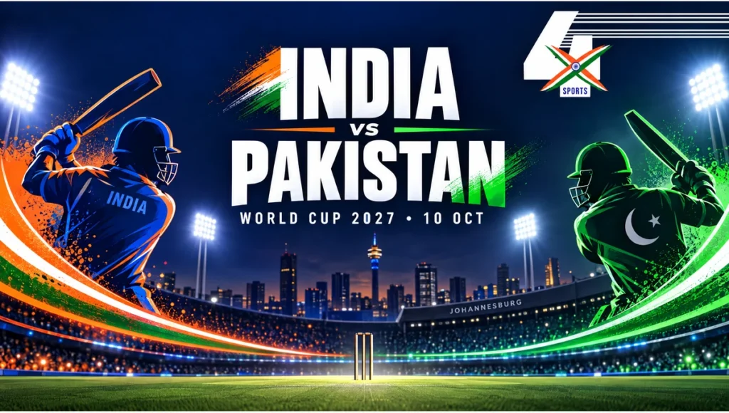 India vs Pakistan 2027 ODI World Cup illustrated match cover, 10 October