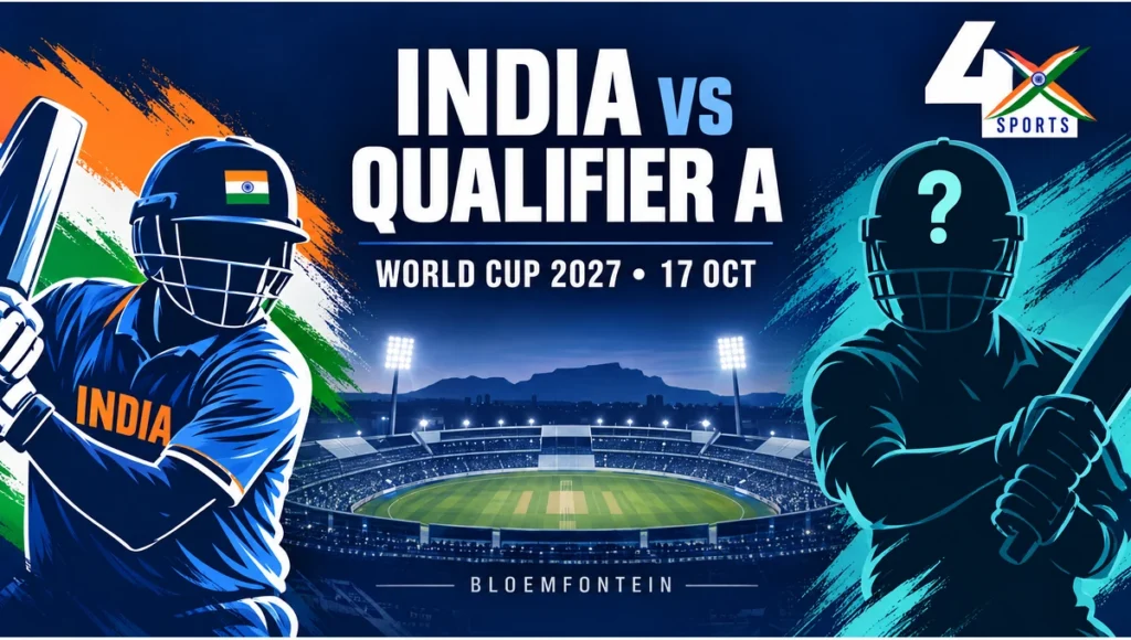 India vs unknown Qualifier A 2027 ODI World Cup editorial illustration, 17 October