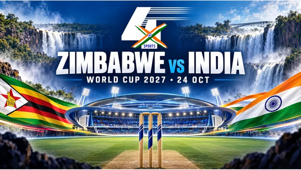 Zimbabwe vs India 2027 ODI World Cup Victoria Falls editorial illustration, 24 October
